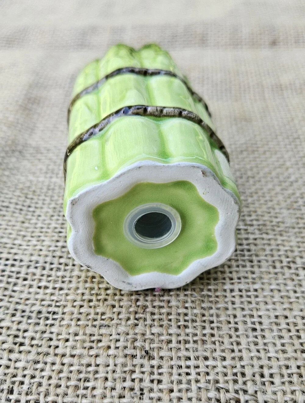 Vintage Green Ceramic Asparagus Salt Shaker